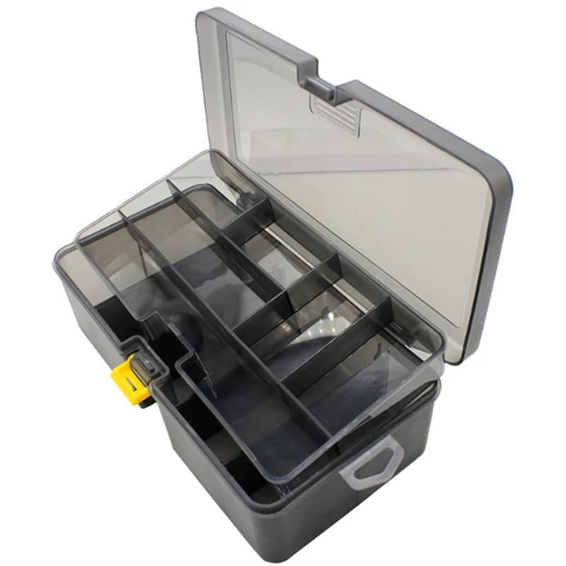 Double Layer Fishing Equipment Box Display Box Immagazzinaggio Case Organizer Accessories Container