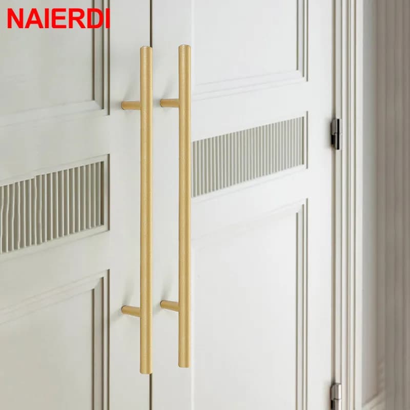 NAIERDI maniglie per mobili lunghe in oro opaco manopole per mobili in lega di alluminio manopole per cassetti da cucina maniglie per porte dell'armadio maniglie per mobili