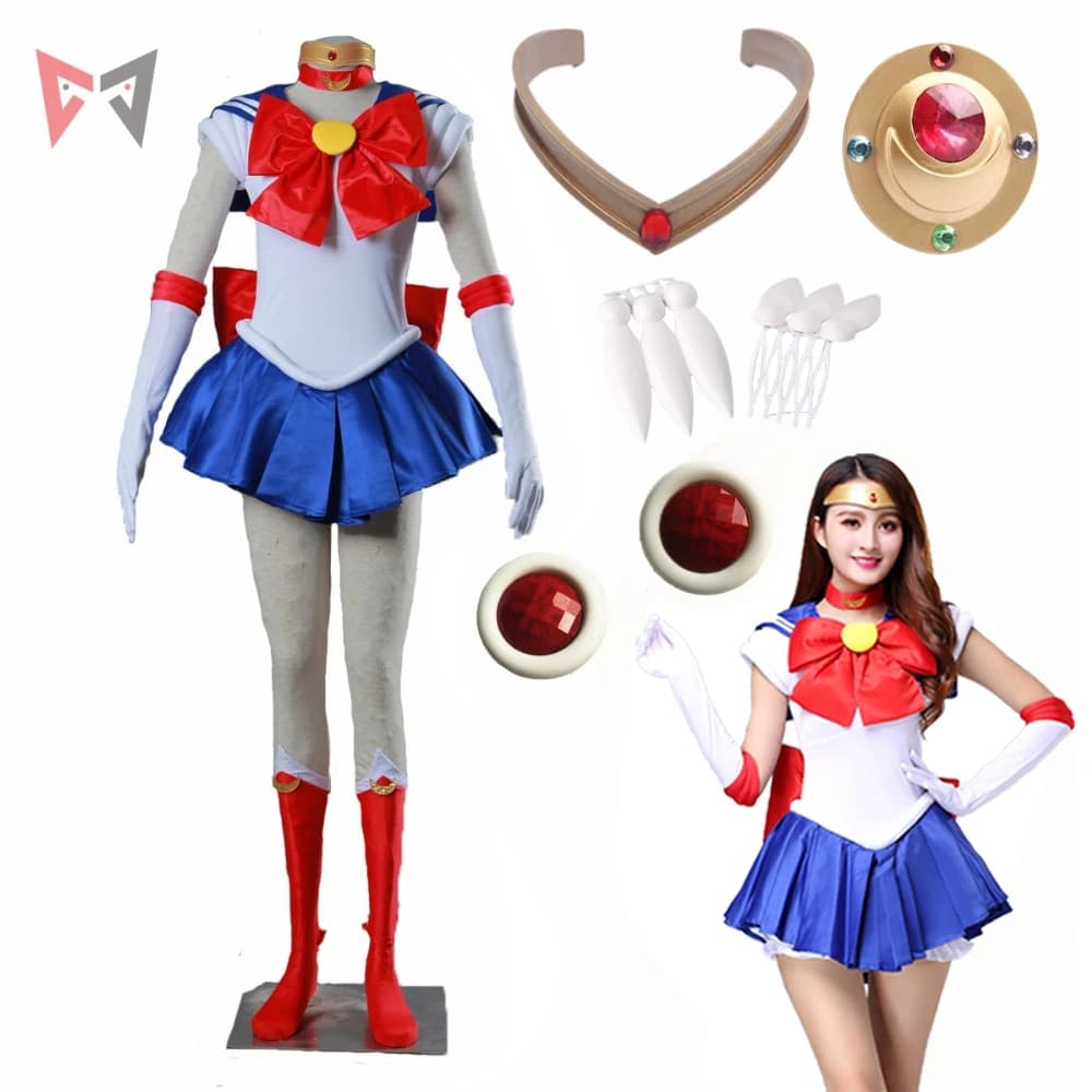 Costume Cosplay Anime Usagi, Abito su Misura con Fiocchi, Guanti, Calze e Accessori per Adulti, Set Elegante per Halloween