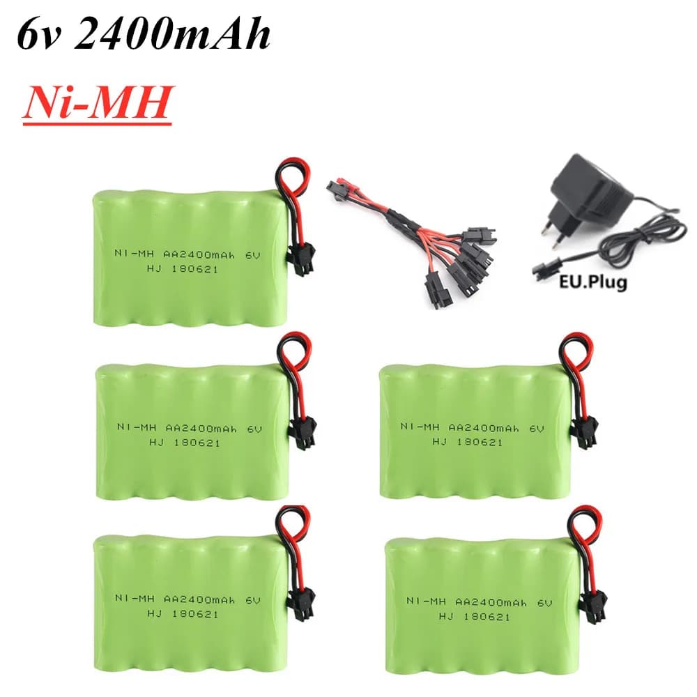 6v 2400mAh AA Ni-MH Battery +USB charger Set For RC Electric Toy Car Ship Robot Model 6v nimh Rechargeable Batteires Group