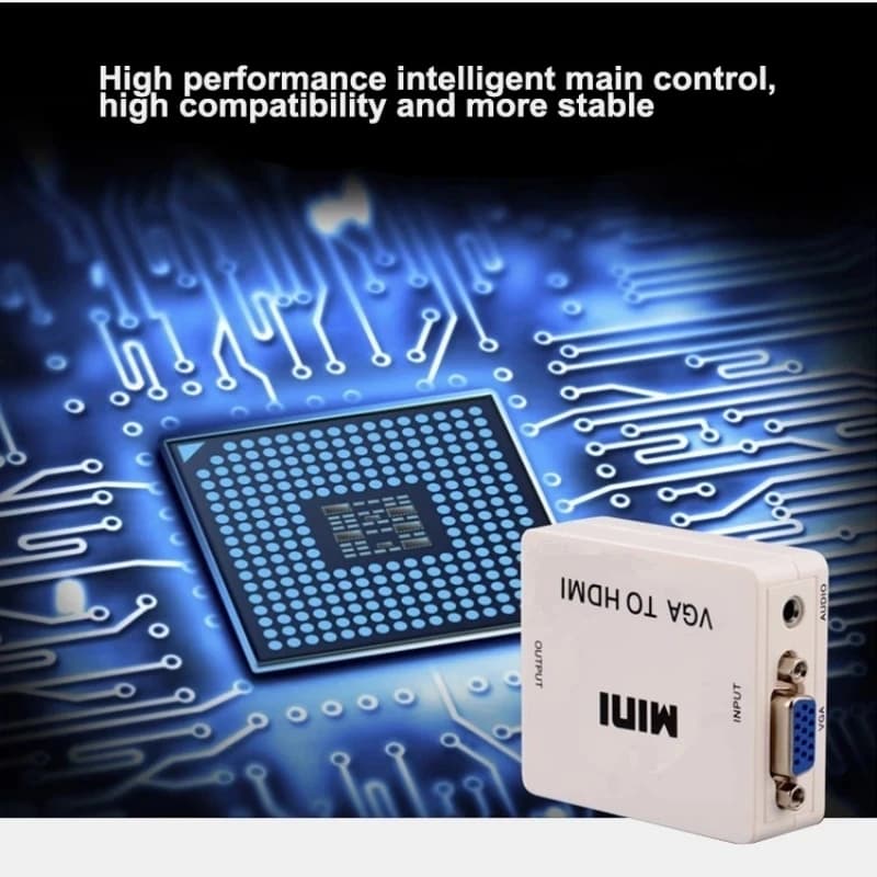 Mini VGA to HDMI converter with VGA2HDMI 1080P audio adapter connector for HDTV portable PC projector with USB cable
