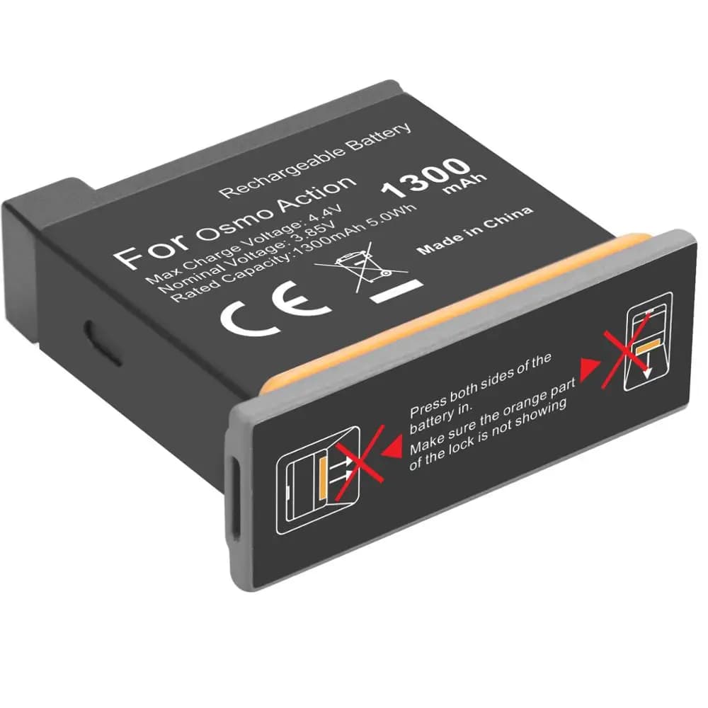 Batteria OSMO action da 1300mAh + caricabatterie rapido intelligente a 3 porte per fotocamera sportiva DJI OSMO