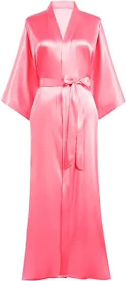 Women's Extra Long Bathrobe Sexy satin dress silky bathrobe Casual elongated by woman charming long sleeve dress Homewear