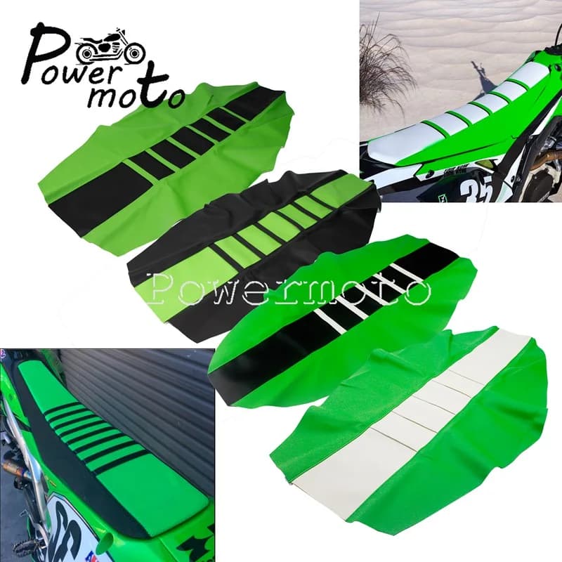 Verde Acanalato Pinza Enduro Doppio Coprisedile Motocross Coprisedile per Kawasaki KX 100 KX250 KX125 KX85 KLX KLR 110 230 400 RL