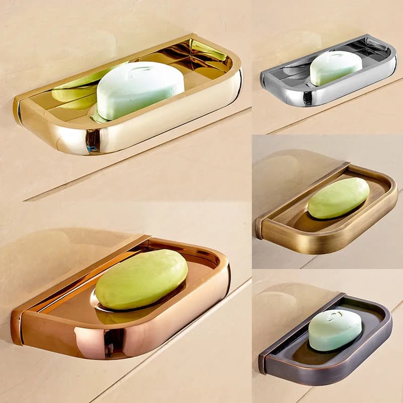 Parete Supporto del Piatto di Sapone Dispenser di Sapone In Ottone Massiccio Rame Cromo/Oro/Oro Rosa/Antico/Nero accessori Per il bagno