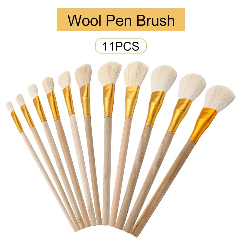 11 Wool Pen Set Brush Smooth and Soft Art Painting Acrylic Watercolor Painting Handicraft Bronzing Leaf Glue Good Tool