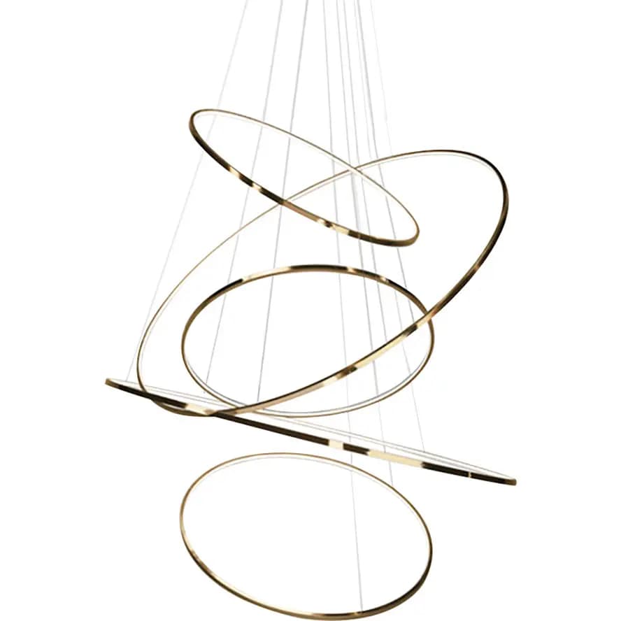 Lampade a sospensione ad anello in acciaio inossidabile di design nordico per soggiorno, hotel, club, scale decorative per interni, apparecchio di illuminazione