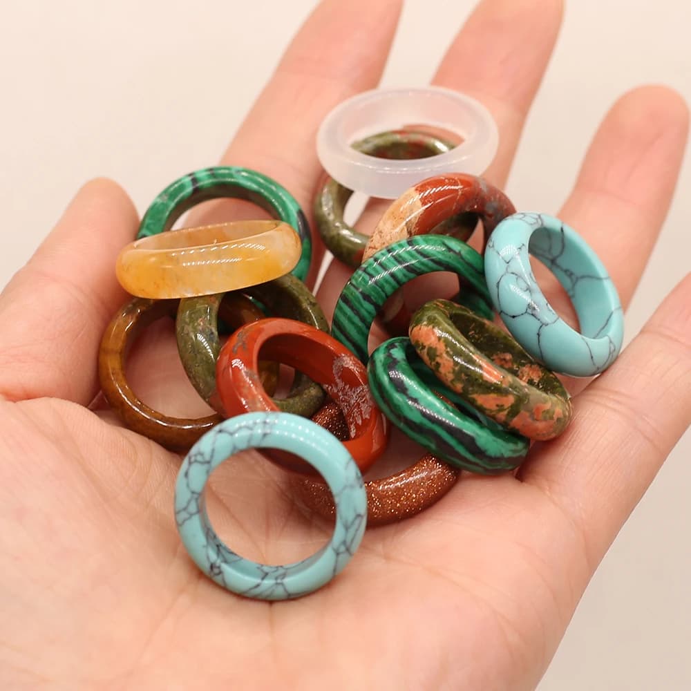 1PC stile casuale pietra naturale gemma anello coppia agata religiosa cristallo di quarzo che fa collana braccialetto larghezza 6mm