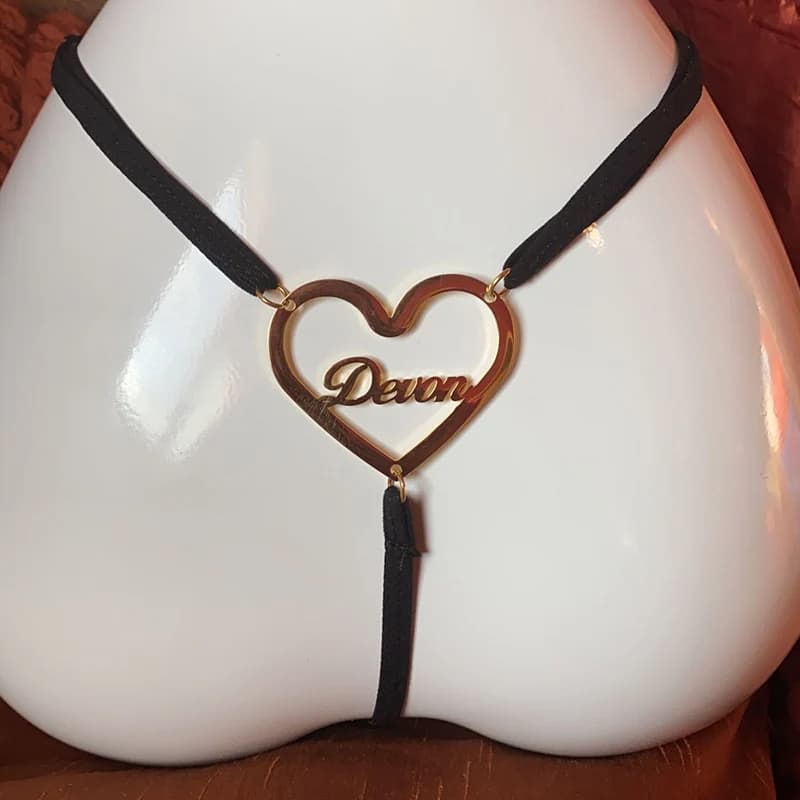 Catena per il corpo in vita sexy Gioielli con ciondolo con nome a cuore personalizzato Catena per il corpo in acciaio inossidabile per donna Bikini con catena perizoma personalizzata