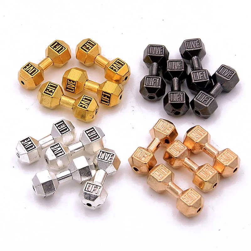 10 Pz 13*20*2 MM 4 Colori Manubri Sollevamento Pesi Piccolo Foro Bead Sport Lettera Pendenti E Ciondoli Per Braccialetti FAI DA TE gioielli fatti a mano Che Fanno