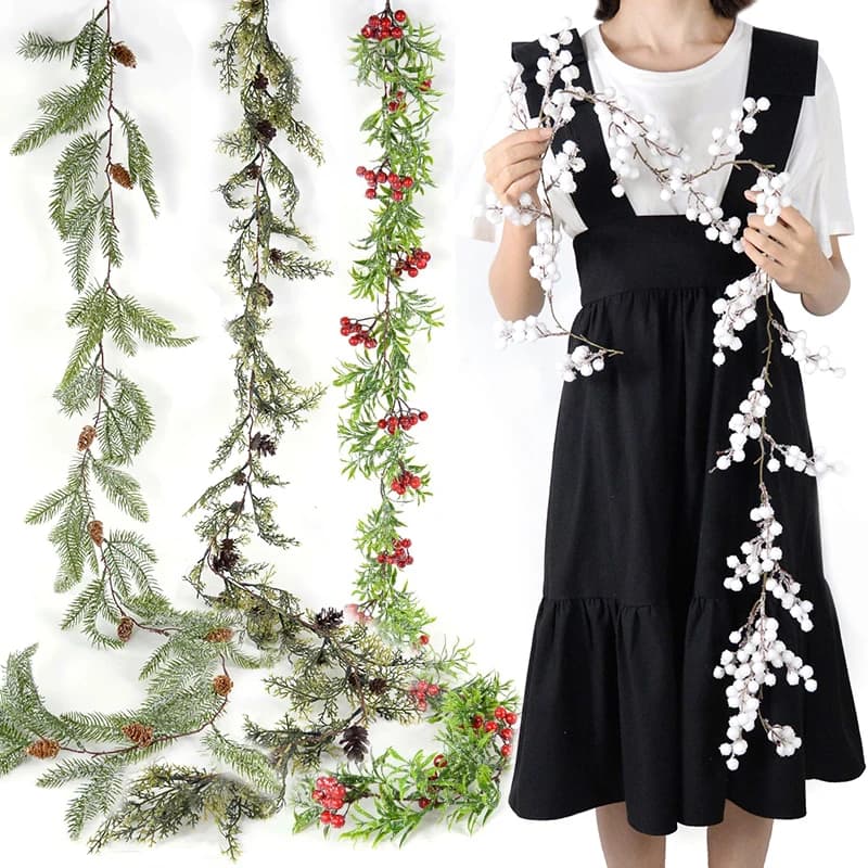 150cm Artificial Christmas fireplace wreath Rattan screw plant fake pine cones wreath for home wreath of christmas ornaments New Year