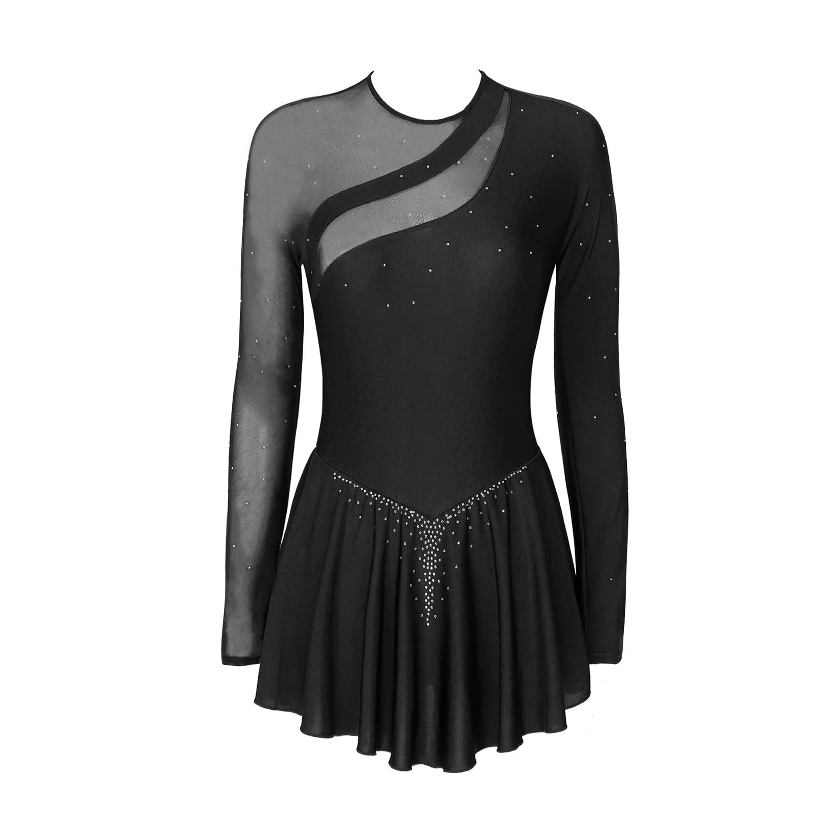 Vestito da ballo pattinaggio di figura vestito da pattinaggio a rotelle con strass scintillante da donna vestito da ginnastica body body Costume da balletto