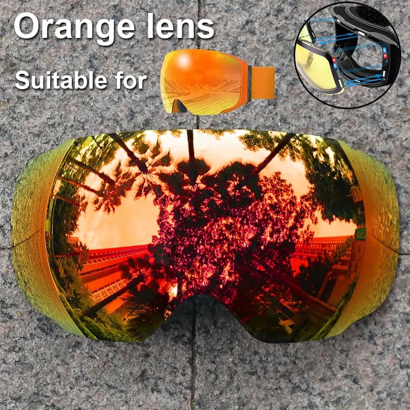 PHMAX Occhiali Da Sci Lenti Anti-Fog UV400 Protezione di Ricambio Lente di Visione Notturna Lente Gialla Occhiali Solo Lente Magnetica E normale