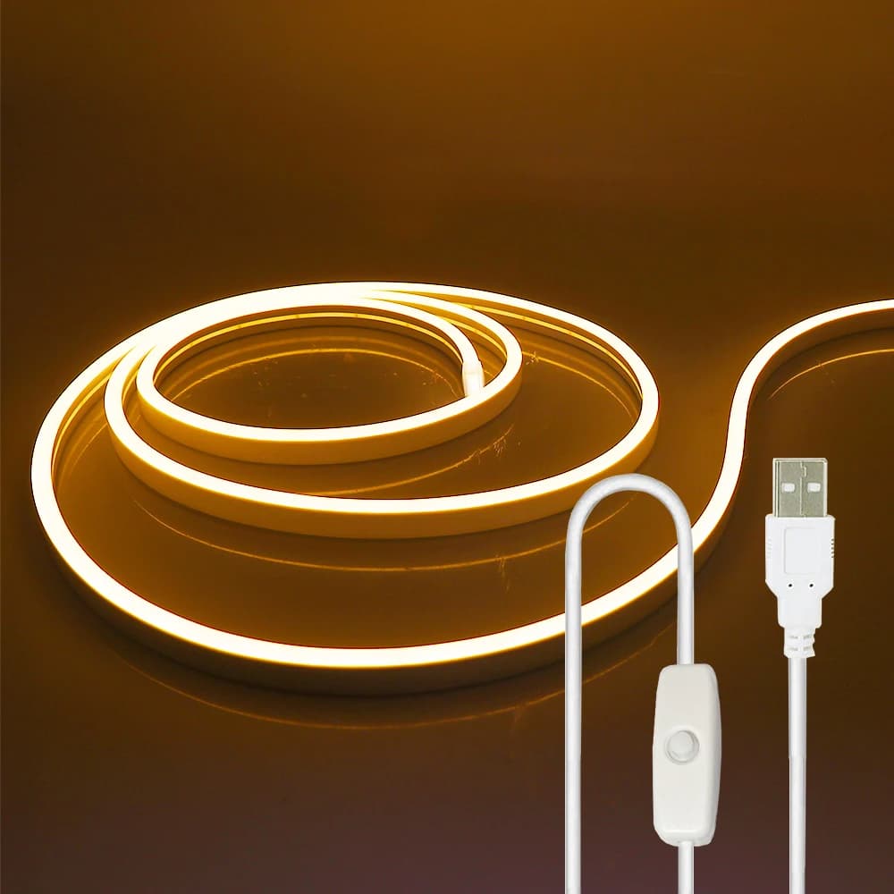 5V USB LED Neon Light Strip Dimmerabile Flessibile Neon Sign Ribbon 2835 120LED/m Con Dimmer Led Ribbon 0.5m 1m 2m 3m 5m Decorazione FAI DA TE