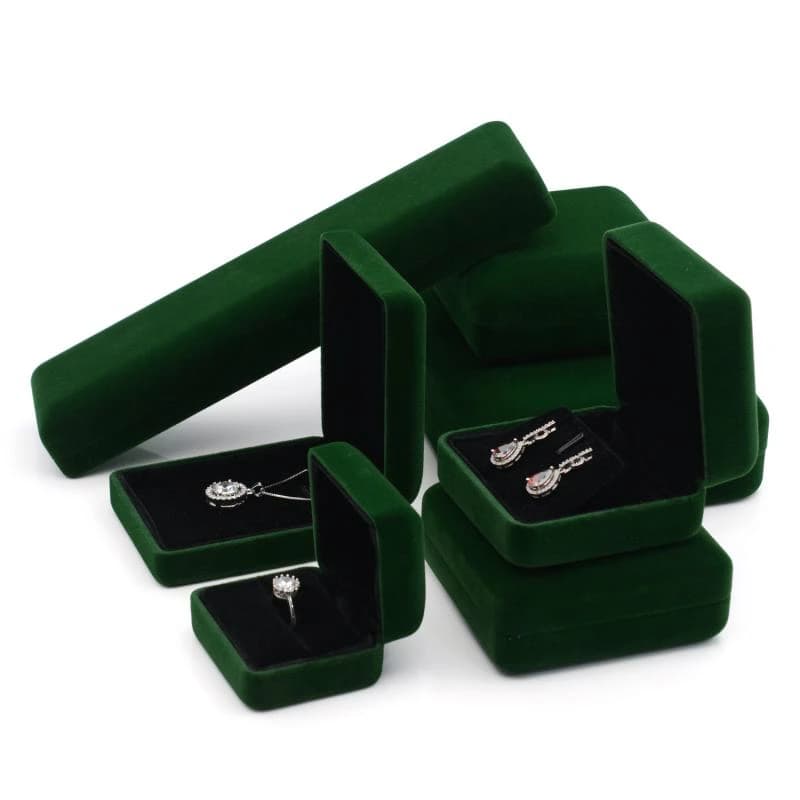 Multifunction Dark Green velvet Jewelry set Packing gift Box Jewelry Store Ring Earring Necklace Bracelet box for wedding party