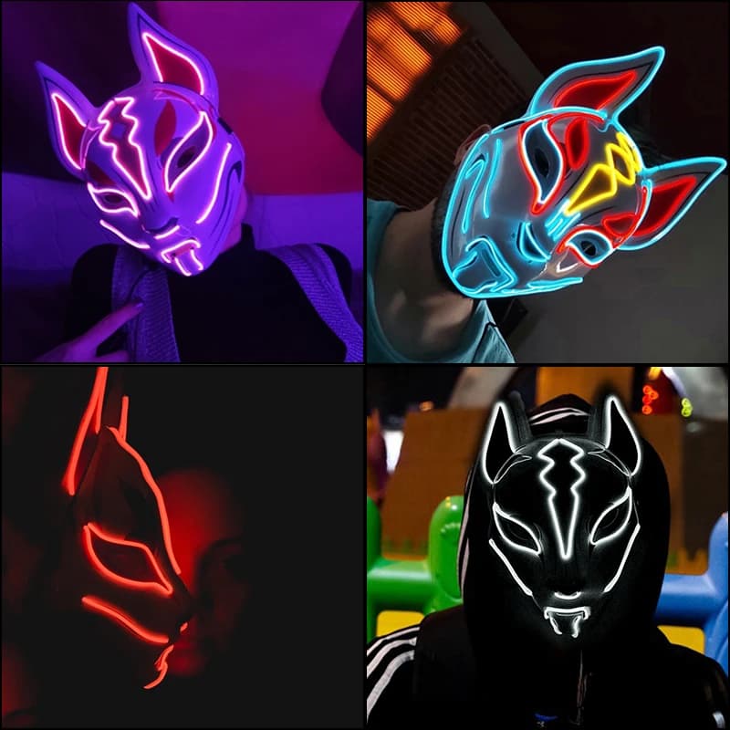 LED light fox mask for Halloween party, masked masks, EL Neon, Mascara, Horror mask, Anime Cosplay, hot sales