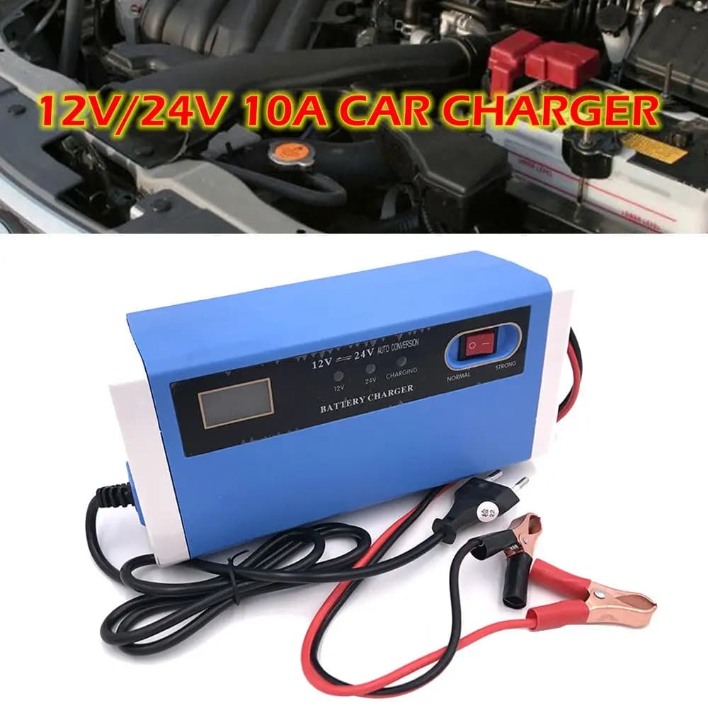 Car Charger 12V 24V 10A Car Charger for Truck with Smart Charging AGM Lead Gel Charger for Battery SLA 70AH 100AH 120AH