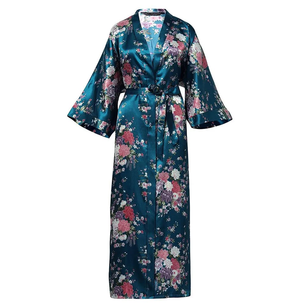 Di grandi Dimensioni 3XL-6XL Veste Per La Femmina In Raso Lungo Degli Indumenti Da Notte Manica 3/4 Negligee Con Cintura Kimono Accappatoio Abito Primavera Nuovo Accappatoio