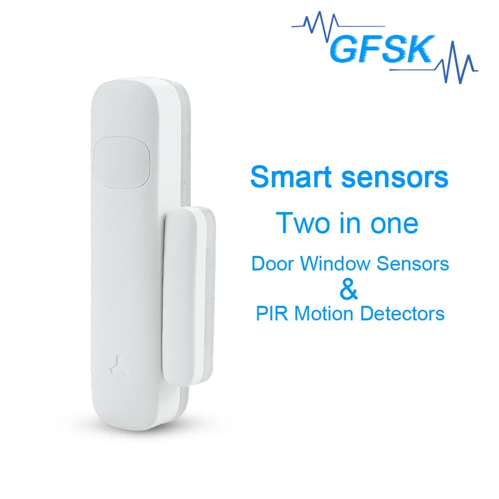 FM GFSK 433 MHz Sensore per porte e finestre Rilevatore di movimento PIR per kit sistema di allarme Interruttore magnetico di sicurezza antifurto per casa intelligente senza fili