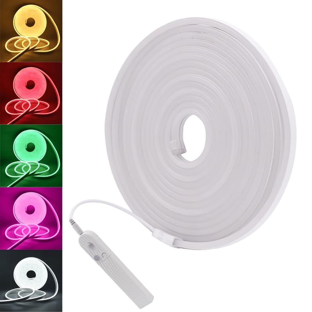 DC5V ha condotto la luce al Neon SMD2835 120Leds/m PIR sensore di movimento striscia al Neon batteria alimentazione USB nastro flessibile a LED IP67 insegna al Neon impermeabile