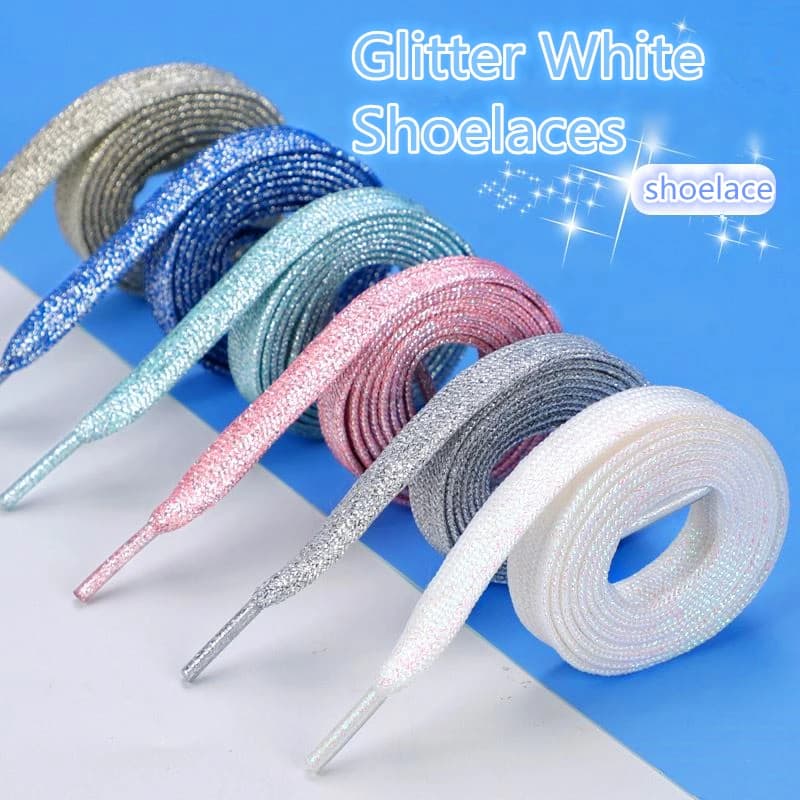 NUOVA moda glitter lacci delle scarpe lacci piatti colorati per scarpe da ginnastica da corsa atletiche scarpe da ginnastica stivali 1 cm larghezza lacci stringhe 1 paio