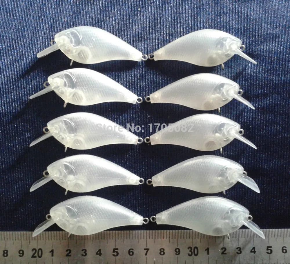 10pcs 1.5 "Non Verniciata Crankbait di Richiamo di Pesca Del Corpo 2 3/4 Pollici 1/4 once Piazza Disegno di Legge In Bianco esche JS #8158