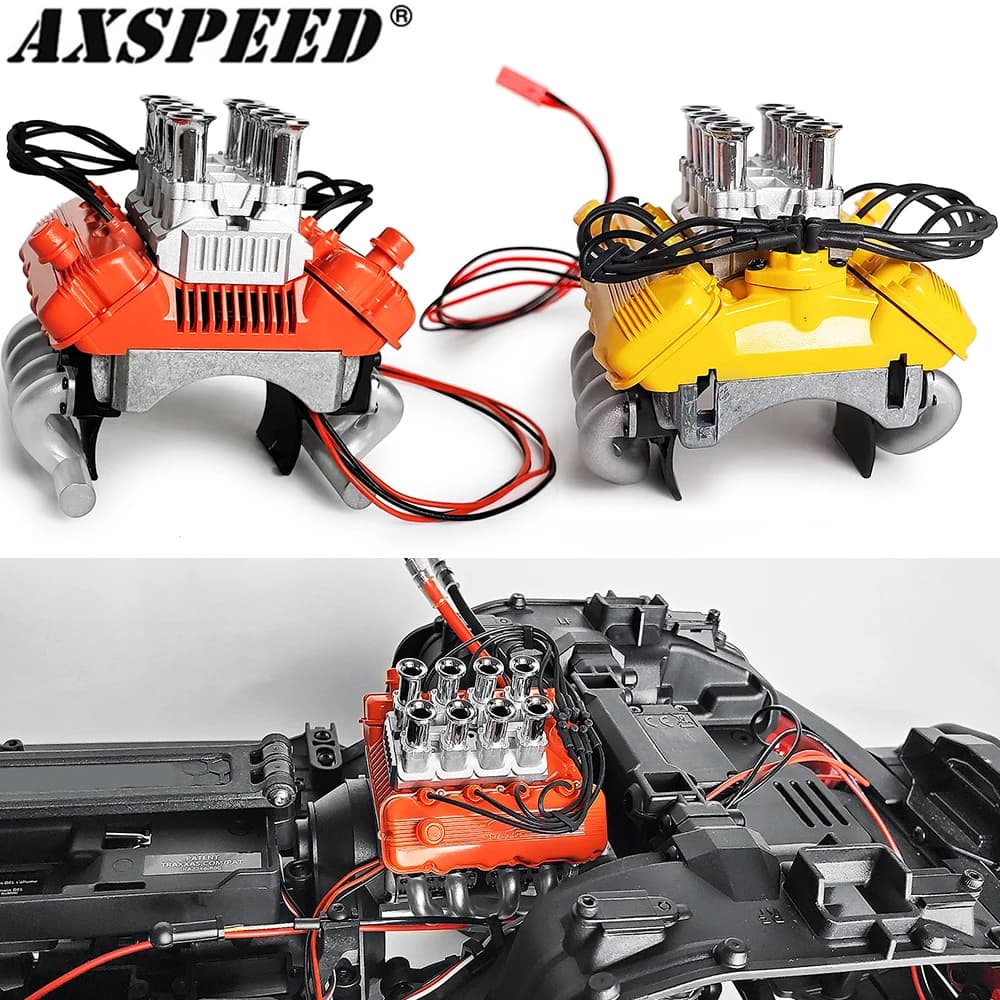 AXSPEED RC Auto FST V8 Simulare Motore Cofano di Raffreddamento Ventole Kit Radiatore Copertura Del Dissipatore di Calore per 1/10 RC Crawler TRX-4 TRX4 Parti