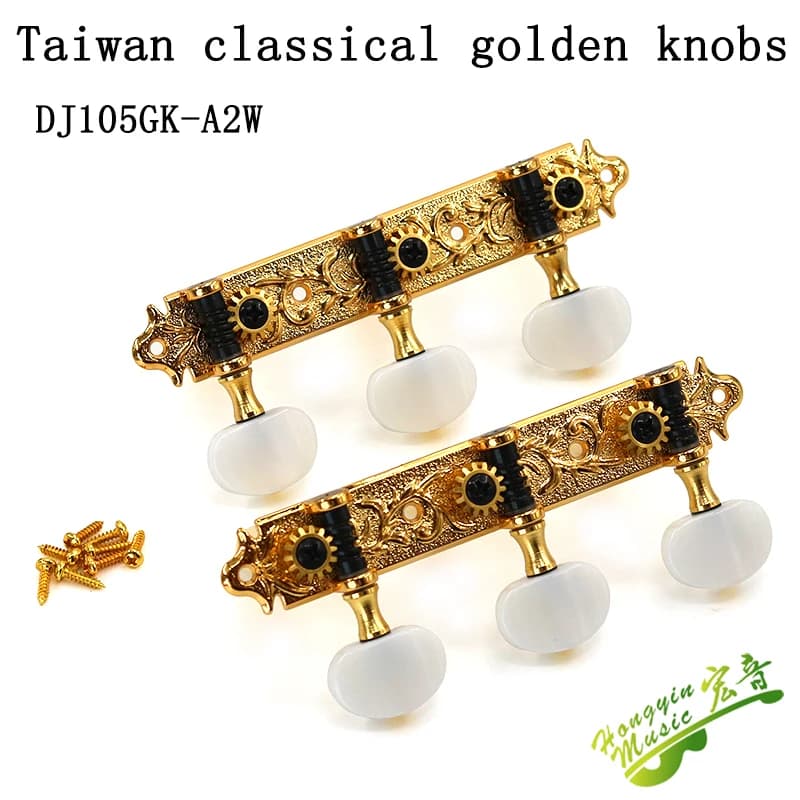 Manopole per chitarra classica Taiwan, manopole avvolgitore tri-integrate, borchie quasi-oro, tutti gli accessori metallici
