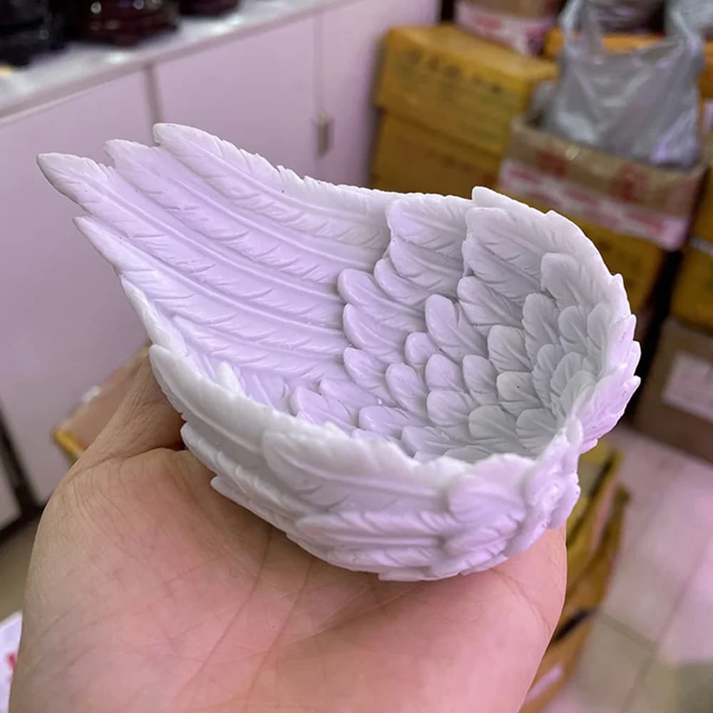 1pc resina bianca sfera di cristallo Base piuma ala artigianato ornamenti cestino Desktop decorazione della casa regali