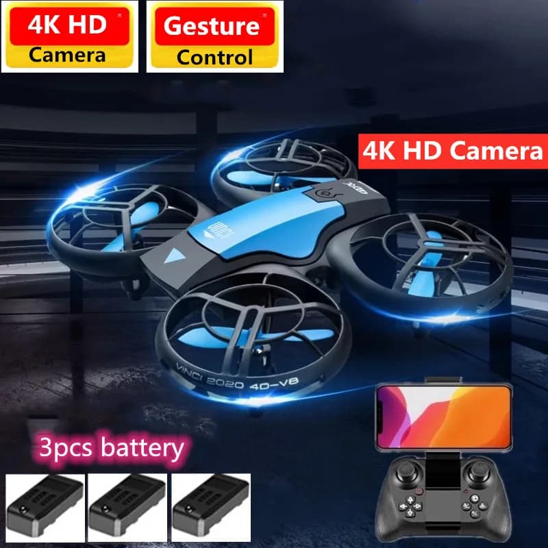 4K RC Elicottero 4K HD Fotocamera Controllo del telefono Quadcopter RC Drone Senza testa Una chiave di ritorno 360 gradi Flips Luci a LED Aereo giocattolo