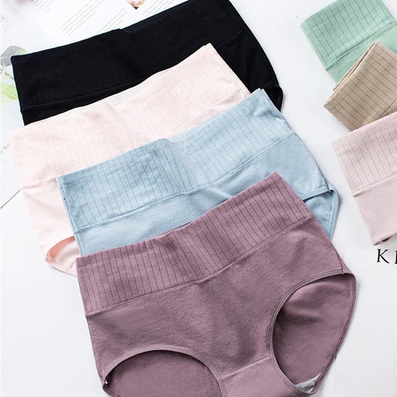 Mutandine intime da donna in cotone slip a vita alta mutande traspiranti tinta unita slip morbidi senza cuciture per ragazze