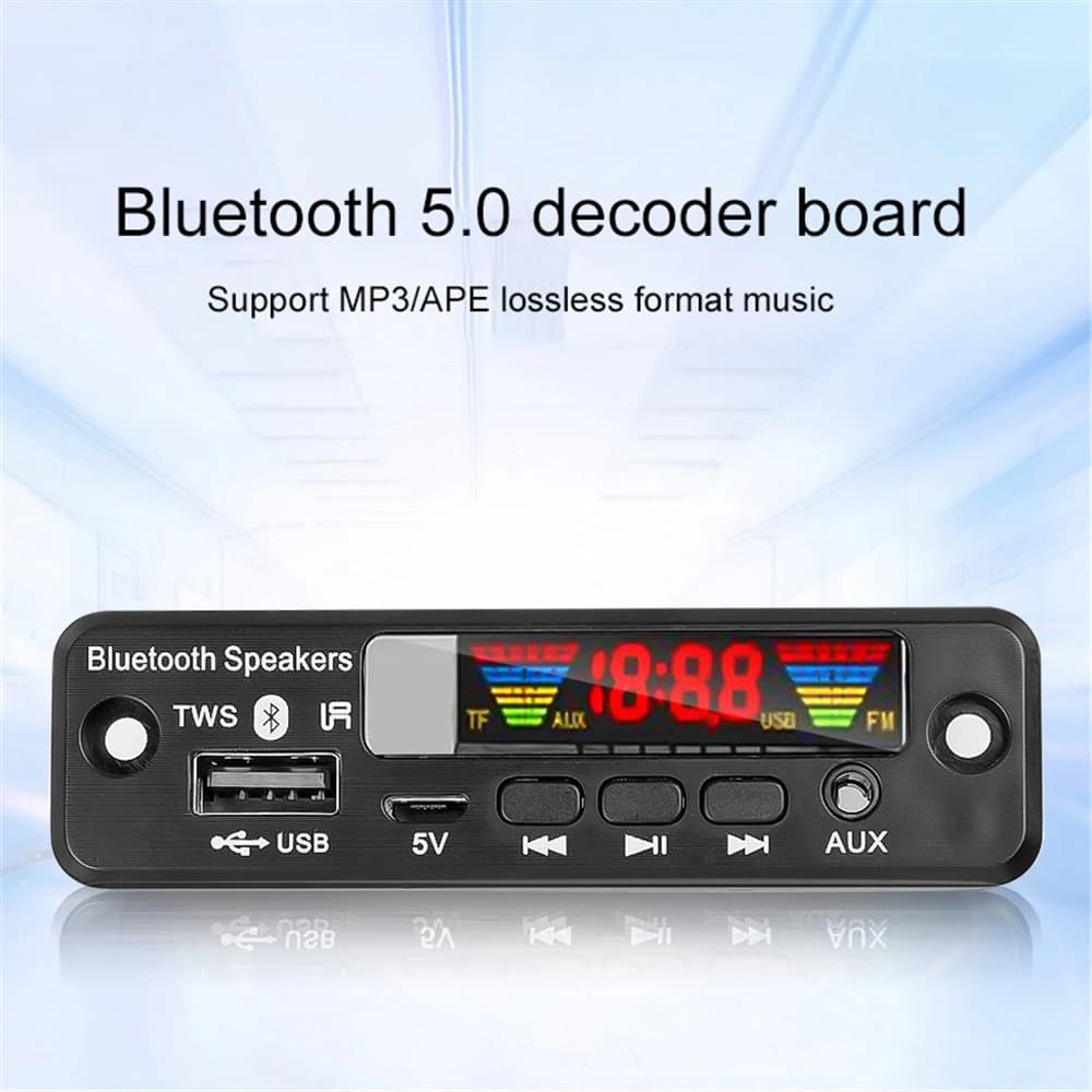 DC 5V Bluetooth 5.0 APE Scheda di decodifica MP3 Vivavoce TWS Wireless Radio FM Lettore MP3 USB AUX TF Radio FM per altoparlante per auto