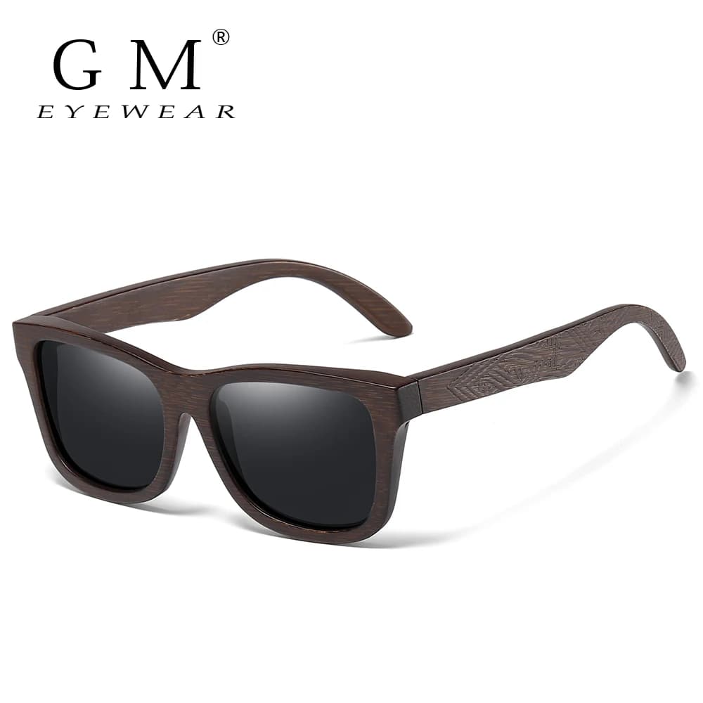 GM Retro Fashion Bamboo Wood Polarized Sunglasses Driving Square Style SunGlasses Male Goggle Cat.3 Women Men Brand Designer