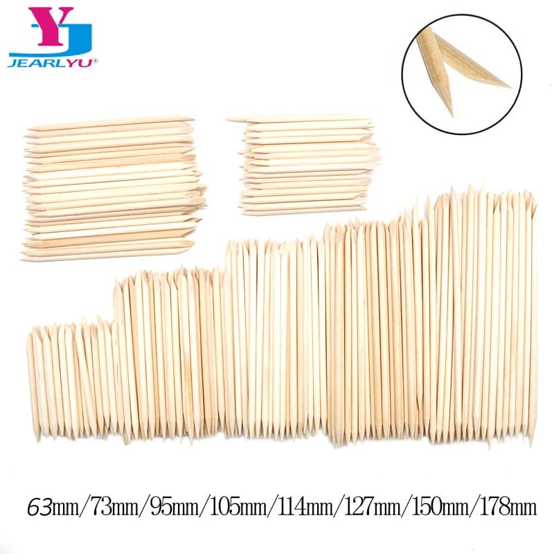 50/100 Pz/lotto Bastone di Legno Rimozione Della Cuticola Dual-end Nail Art Design Manicure Pusher Arancione Bastoni di Legno Unghie Accessori Strumenti