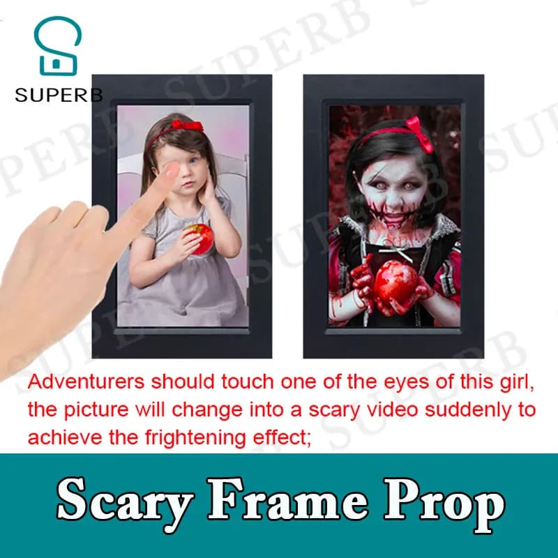 Il maggiore puntello della stanza di fuga Smart Screen Spaventoso Frame Prop spaventoso ragazza donna finestra tocca un po' di punto per riprodurre video e indizi spaventosi