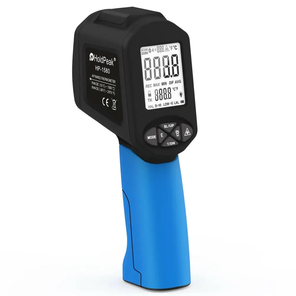 HoldPeak HP-1580 termometro a infrarossi portatile pistola IR a doppio Laser senza contatto 30:1 DS -50 °C-1580 °C con Display LCD