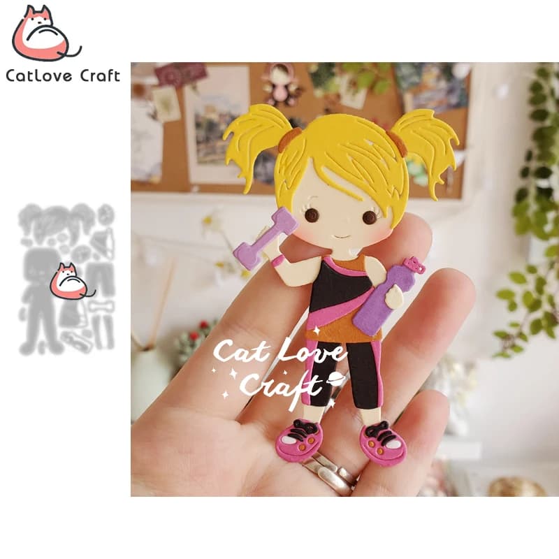 Fitness Lifting Manubrie girl Metal Cutting dies Scrapbooking Stencil Die Cuts Card Making DIY Craft Embossing New Die For 2021