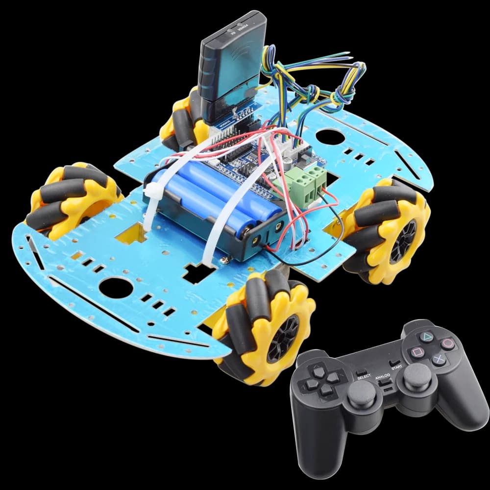 The cheapest PS2 Wireless RC Smart Mecanum Wheel Omni Robot Car Frame Kit with 4 pcs TT Engine for Arduino Raspberry Pi DIY Toy Part