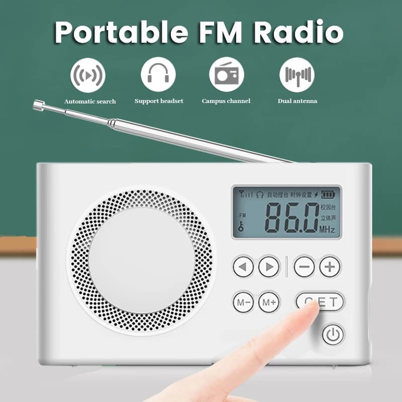 Portable FM Radio Mini Loudspeaker with LED Display 3.5mm Headphone Jack Support Auto Search/Store Station CET Test 50-108MHZ