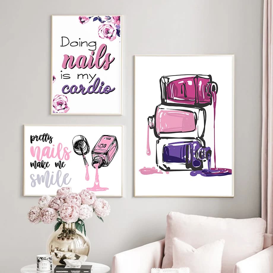 Moda Nail Salon Mascara Ragazza Wall Art Canvas Painting Nordic Poster e stampe Immagini a parete per soggiorno Trendy Room Decor