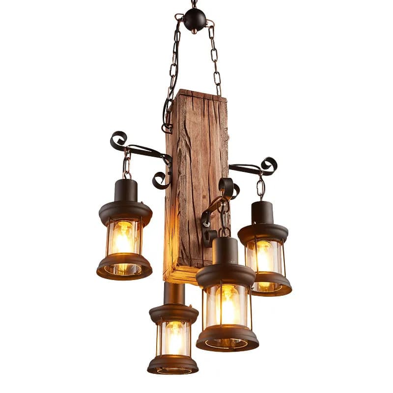 Loft Vintage Chandelier nostalgic farmhouse Restaurant Dining Room Kitchen Wooded Pendant Lamp Bedroom Cafe Table Droplight