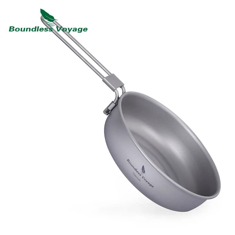 Boundless Voyage Ultralight titanium pan with folding handle Outdoor camping pan Ti15170B