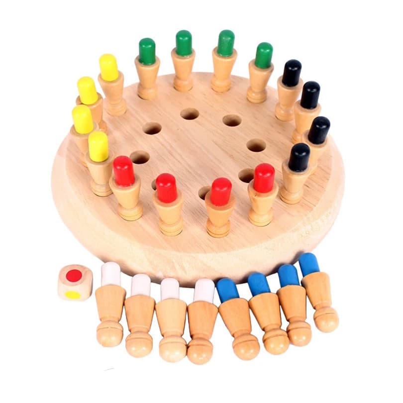 Memoria in legno Match Stick Gioco di scacchi a colori Puzzle da tavolo Giocattolo educativo Montessori Capacità cognitiva Giocattoli di apprendimento per bambini