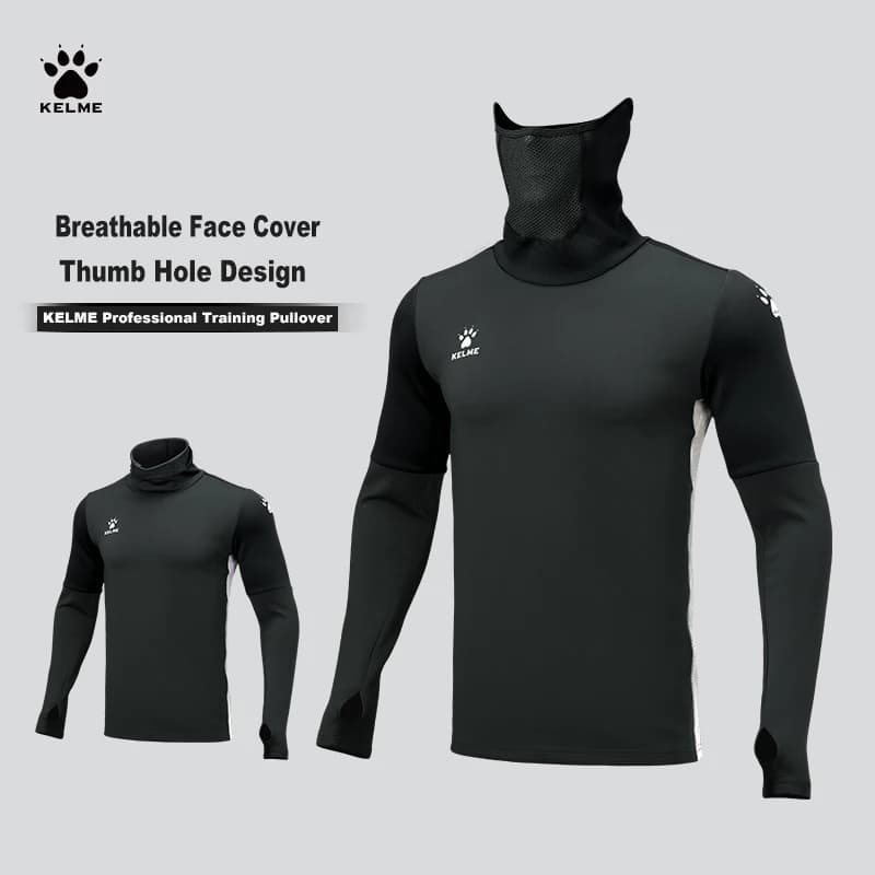 KELME Pullover Training Wear uomo Stretch Thumb Hole Design Base camicia a spessore caldo traspirante Face Cover Sportswear 8161TT1003