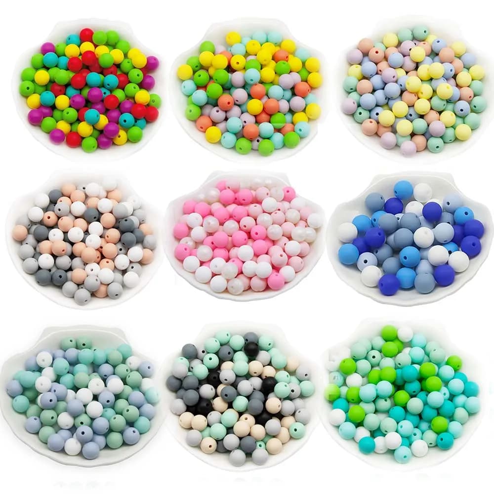 Carino-Idea 20 pz Perline di Silicone 9mm Rotonda Perla Food Grade BPA Libero FAI DA TE Ciuccio Clip Catena di Gioielli Dentizione Del Bambino Roditore Perline