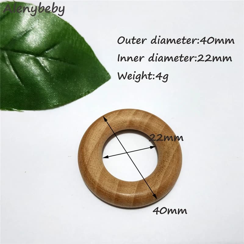 Anello in legno di faggio naturale massaggiagengive 40mm anello in legno neonati prodotti per la cura della dentizione collana di denti in legno fai-da-te