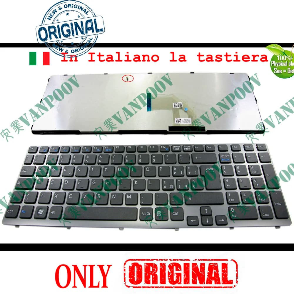 Nuova tastiera portatile per notebook IT per Sony Vaio SVE15 SVE 15 SVE1511 SVE1511 E 15.5 Nero * CON cornice * Italiano - 149031951