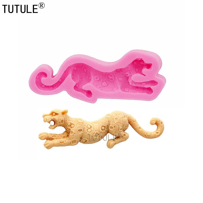 Stampo in Silicone per pantera leopardata fondente caramelle al cioccolato fai da te Cupcake Topper decorazioni di zucchero stampo leopardato artigianale in argilla polimerica