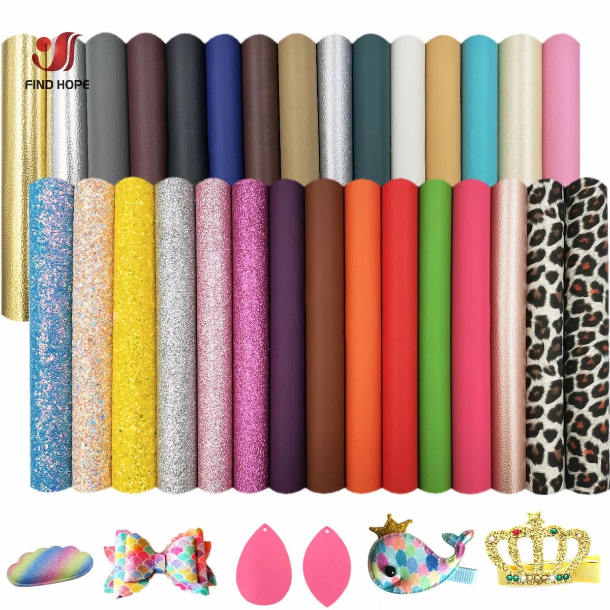 30Pcs Chunky Glitter Vinyl PU Leatherette tessuto per cucire pelle con stampa leopardata sintetico fai da te fiocco per capelli orecchino materiale decorativo