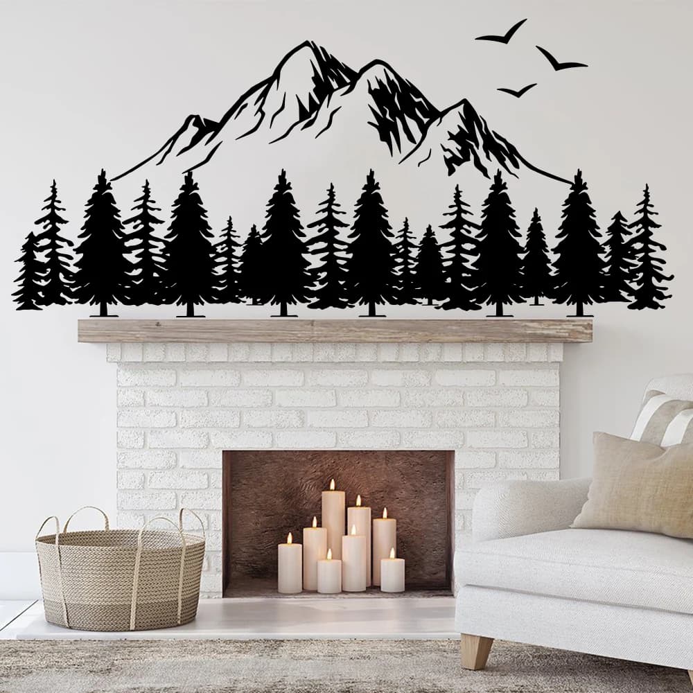 Large forest outdoor camping adventure wall sticker pine trees hunting camper camper van wall sticker bedroom